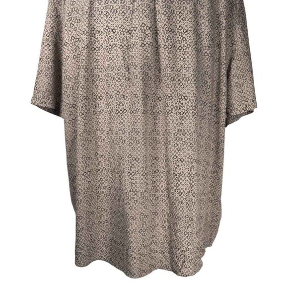 Nat Nast Mens 2XL XXL Silk Blend Short Sleeve Shirt Tan Beige Geometric Pattern - Picture 9 of 9